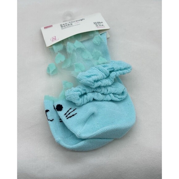 Daiso Womens See-Through Socks Cat Size US 5-7 Mint‎ Green - Picture 4 of 4